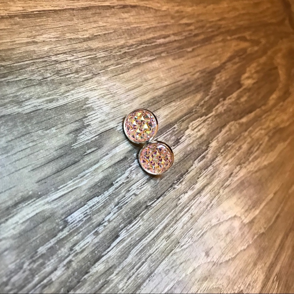 Peach Iridescent Prism w/Silver Stud Earrings